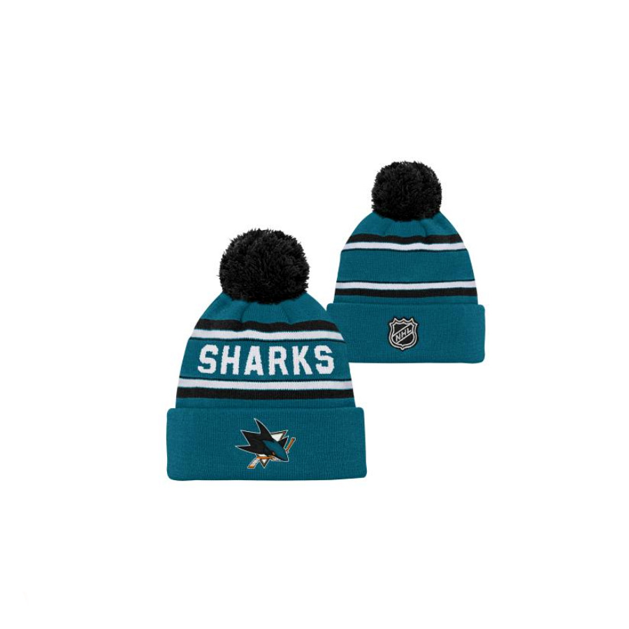NHL WORDARK JACQUARD CUFF POM SAN JOSE SHARKS YTH DETSKÁ ZIMNÁ ČIAPKA